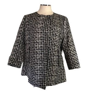 Lafayette 148 | Blazer Jacket Size 14 Multicolor Print Zippered Pockets